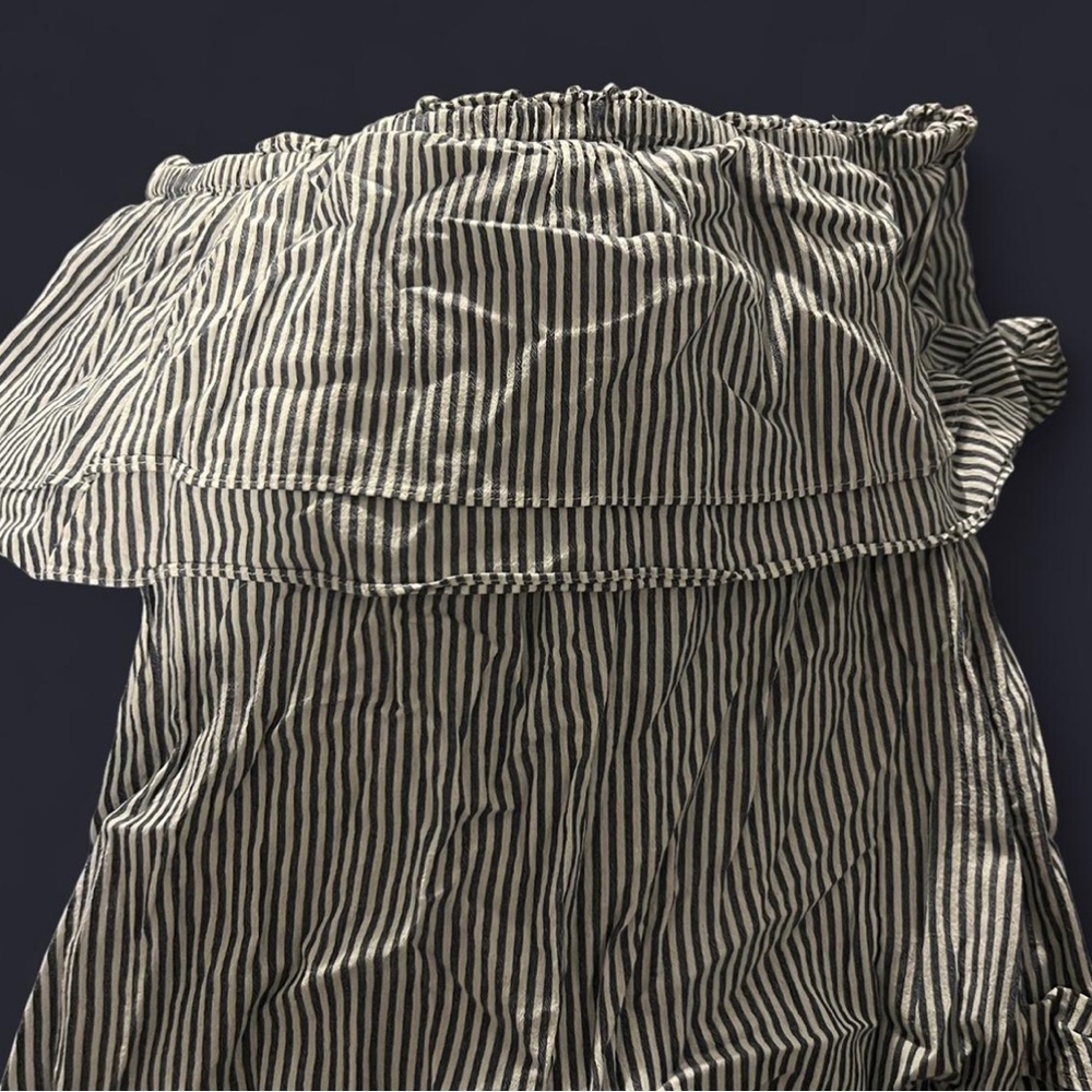 Striped Blue and White Off the Shoulder Shirt
